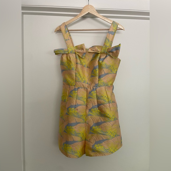 ASOS Yellow Pink Tropical Bow-Detail Playsuit - Picture 2 of 7